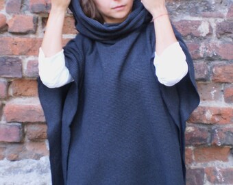 Ultra Comfortable Warm Knitted Poncho with side Buttons & Nara PPL002