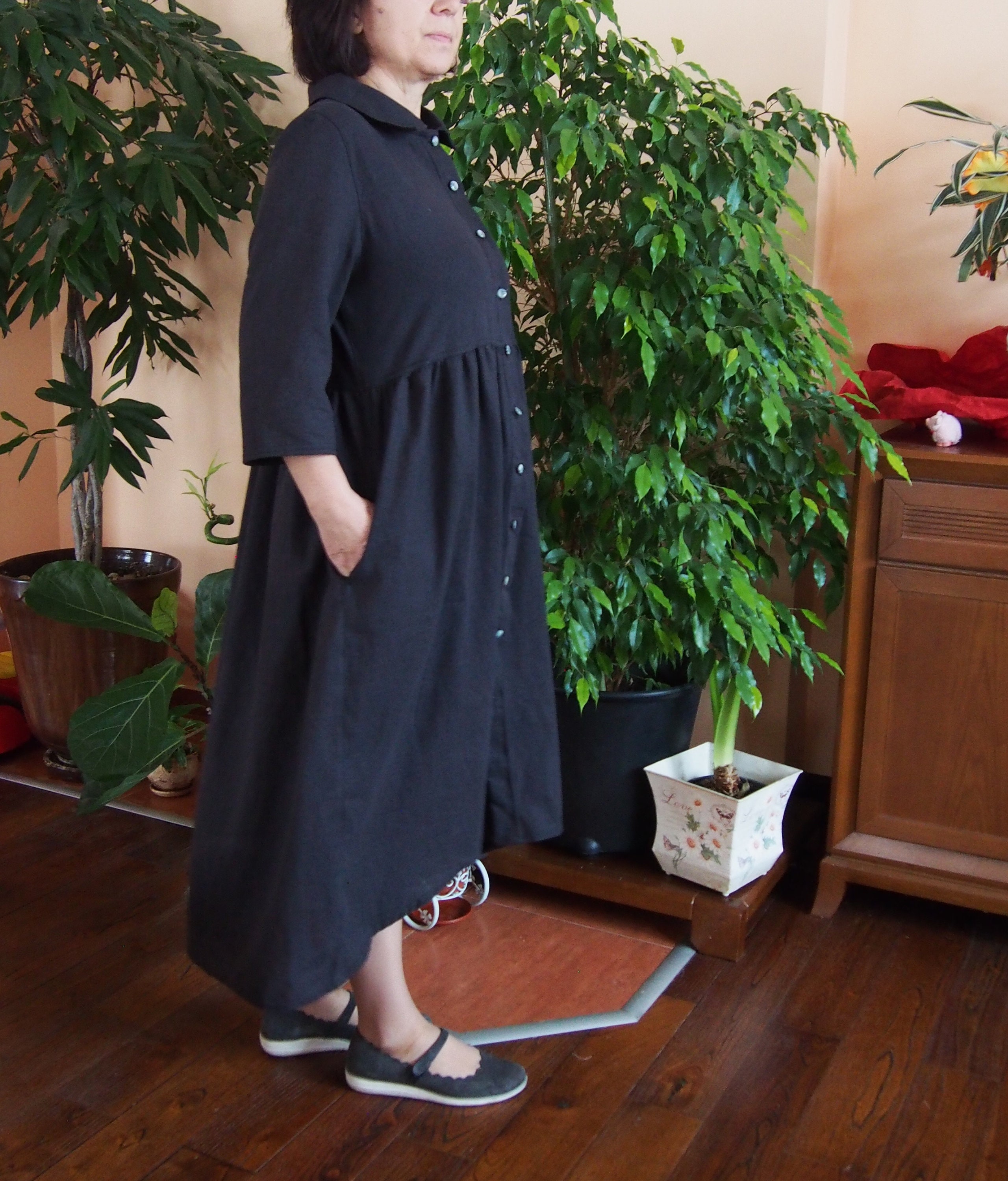 Black Linen Dress Linen Shirt Dress Linen Maxi Dress Linen Etsy