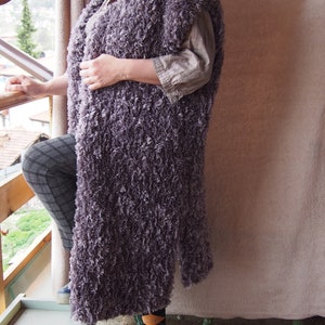 Handmade Chunky Knit Cardigan Vest: Oversized Micropolyester Knitwear