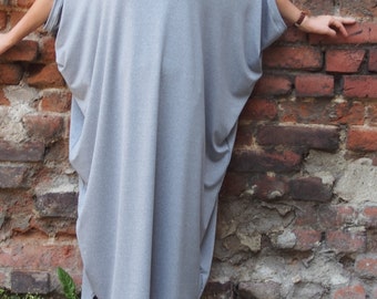 Asymmetric Over-Sized Dress Short Sleeve Jersey Tunic Top Long Tunic Maxi  Dress & Nara DR008