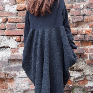 Woman Wool Coat, Asymmetric Coat, Extravagant Coat, Wool Cashmere Coat, Winter Maxi Coat, Oversized Coat, Plus Size Winter Coat, Nara DP008