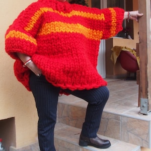 Chunky knit wool Sweaer. Super chunky knit Pullover. Plus size knitting sweater. Big warm cardigan & Nara PP032