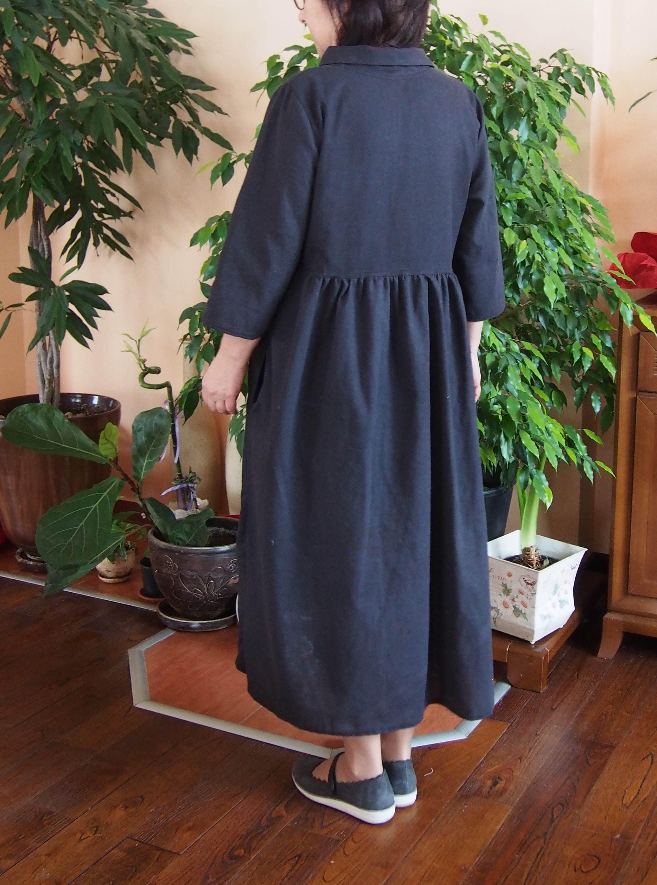 Black Linen Dress Linen Shirt Dress Linen Maxi Dress Linen Etsy