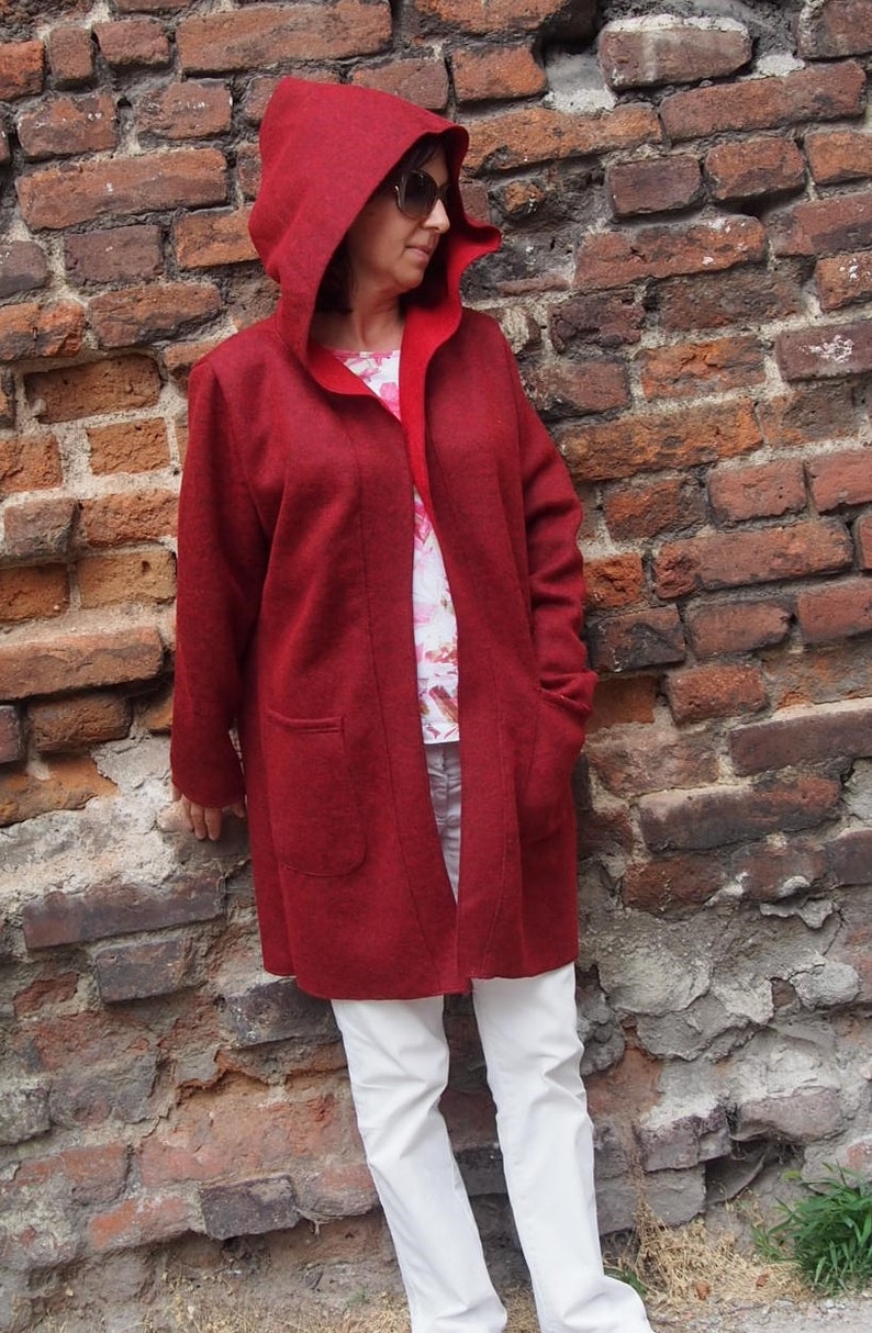 Hoodded Coat Wool Coat Short Autumn Coat & Nara KP007 Etsy