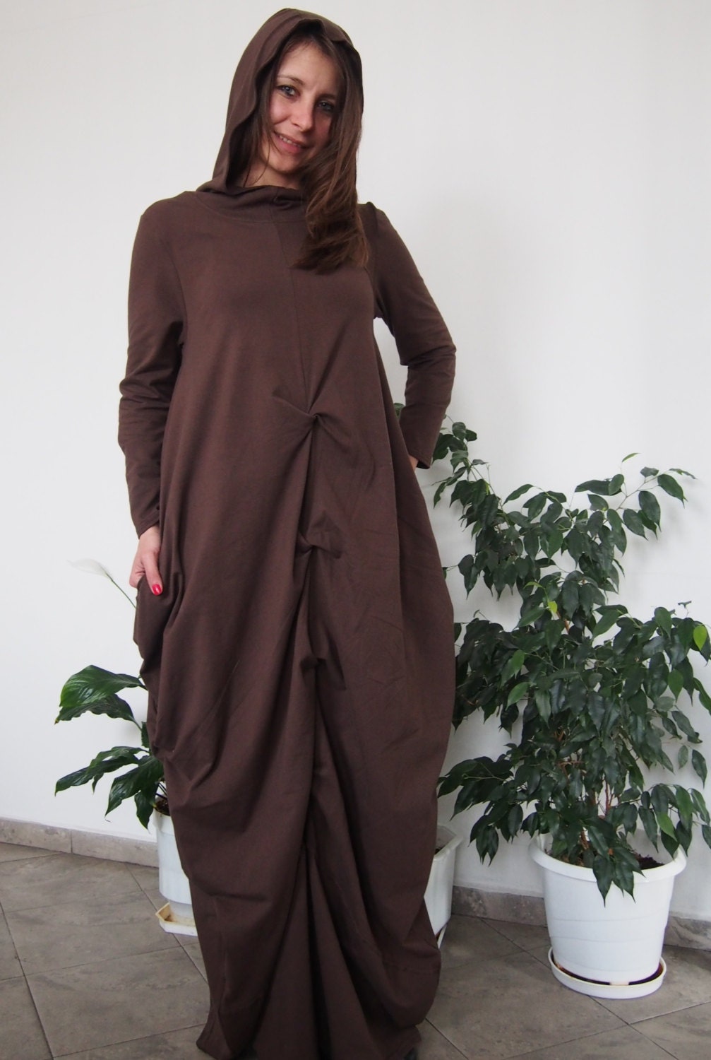 Hooded Maxi Dress Draped Dress Dress For Women Plus Size | Etsy