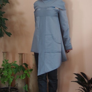 Extravagant Asymmetric Cotton Tunic with slits on the shoulders& Nara AT030