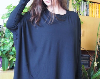 Asymmetric Over-Sized Tunic Long Sleeve Jersey Tunic Top & Nara TT022