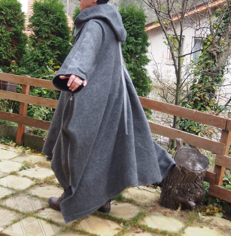 NEW COLLECTIONWinter Hooded Coat Maxi Coat Nara PV011 Extravagant Windproof Zipper Coat Asymmetric Loose Coat