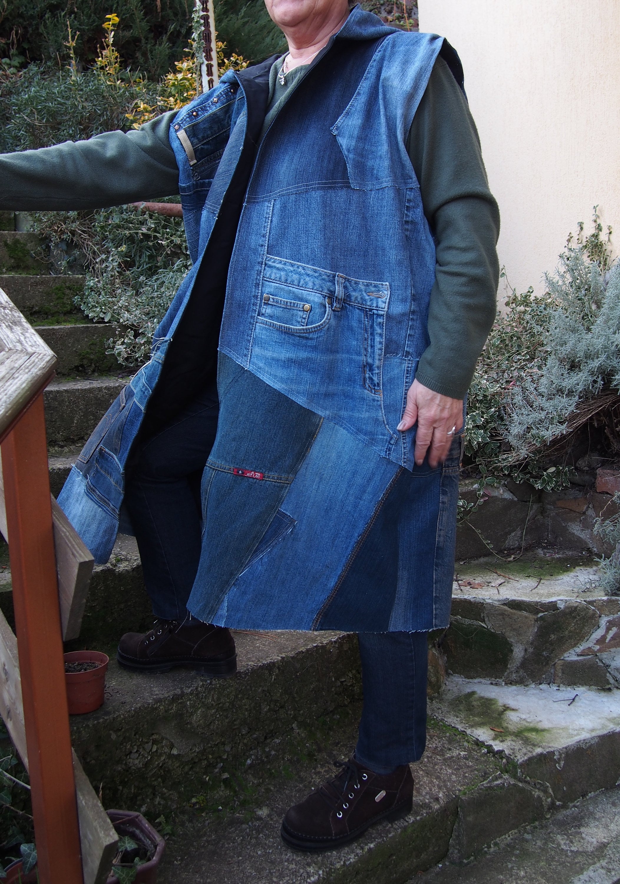 Patch Denim Waistcoat main image 1