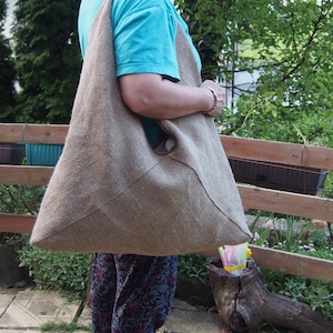 Handmade Hemp Hobo Bag: Japanese Origami Style Tote