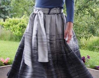 Cotton Maxi Skirt: Pleated Circle Skirt, Plus Size Oversize Clothing