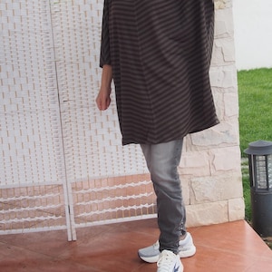 Striped Oversized Tunic Dress: Women&#39;s Long Sleeve Jersey Top