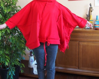 Túnica de algodón holgada y asimétrica: Top de jersey de corte holgado