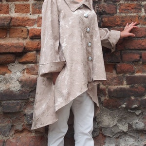 Asymmetric Cashmere Quilted Coat with Large Neckpiece