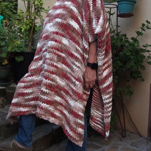 Melange Chunky Knit Poncho: Oversized Micropolyester Sweater
