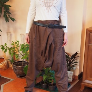 Harem Linen Pants, Aladdin Linen Pants, Low Crotch Harem Pants, Plus Size Pants, Extravagant Pants, Oversize Trousers, Avant Garde,Nara P005