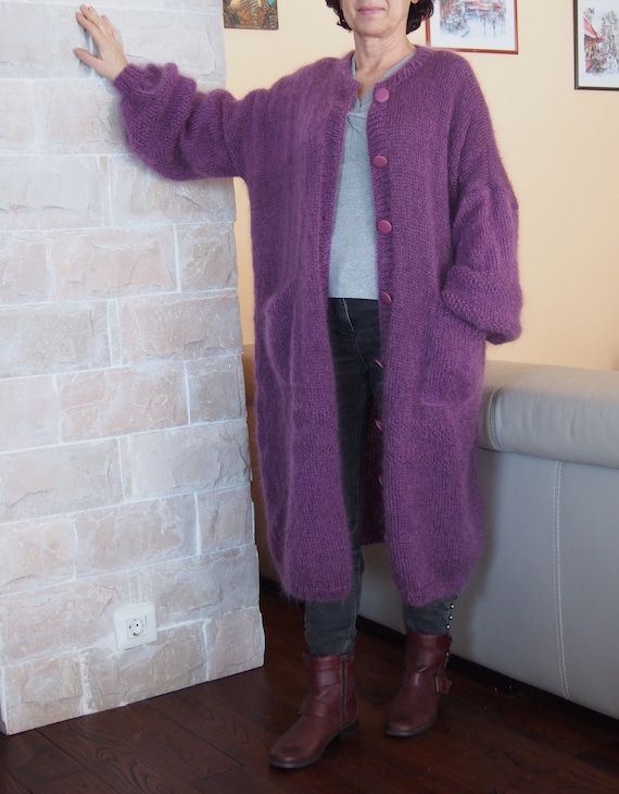 Long Mohair Cardigan, Maxi Knit Cardigan, Loose Knit Long Mohair Cardigan, Maxi Knit Cardigan, Loose Knit