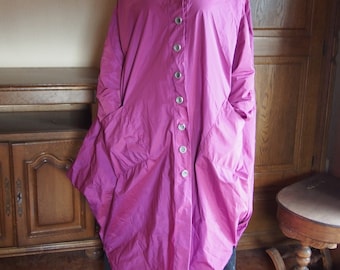 Purple Hooded Raincoat: Women's Asymmetrical Waterproof Cloak