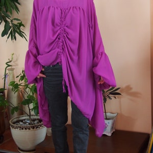 Paarse oversized lange chiffon tuniek losse top midi-jurk grote maten tuniek strandtuniek ic & Nara TSH019