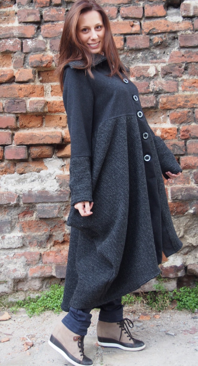 Asymmetric Extravagant Coat Wool Cashmere Playful Long Coat & | Etsy