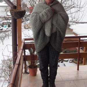Handmade Chunky Knit Cardigan: Oversized Boho Micropolyester Jacket