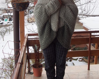 Chunky Knit Cardigan, Oversized Knit Cardigan, Boho Knit Cardigan, Loose Knit Cardigan, Cozy Knit Jacket, Plus Size Knit Wear, Nara PGR012