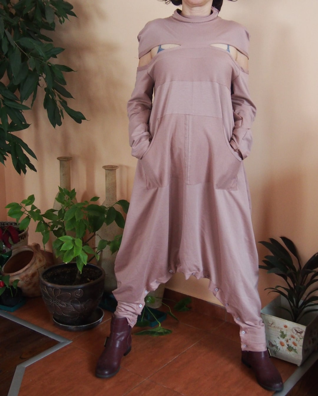 Women Harem Jumpsuit Long Sleeves Jumpsuit Women Romper Etsy