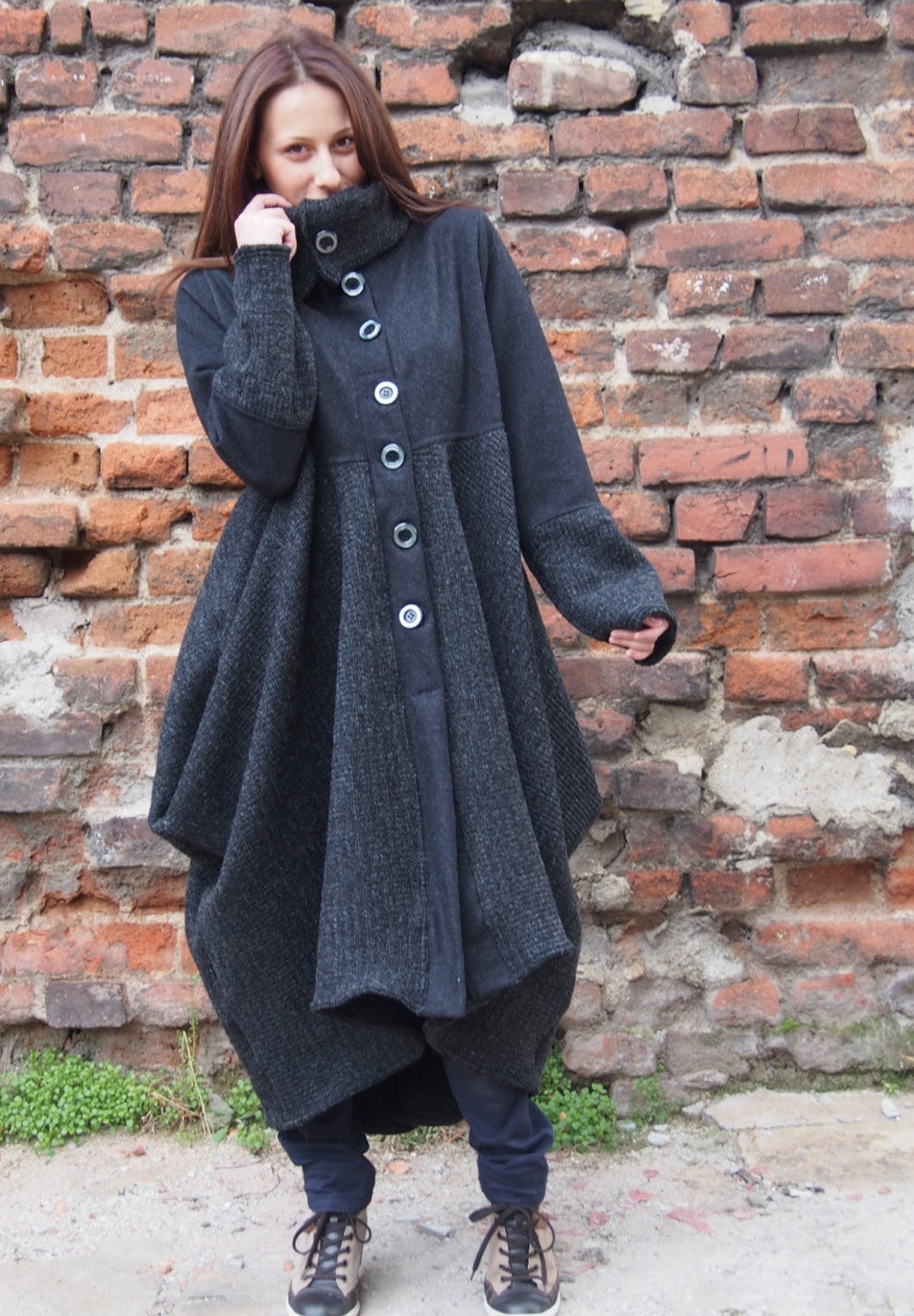 Woman Wool Coat Asymmetric Coat Extravagant Coat Wool - Etsy