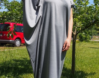 Asymmetric Dress, Plus size Dress,Short Sleeve Jersey Top, Long  Loose Dress,Maxi Dress,Boho Dress,Kaftan Dress & Nara DR020