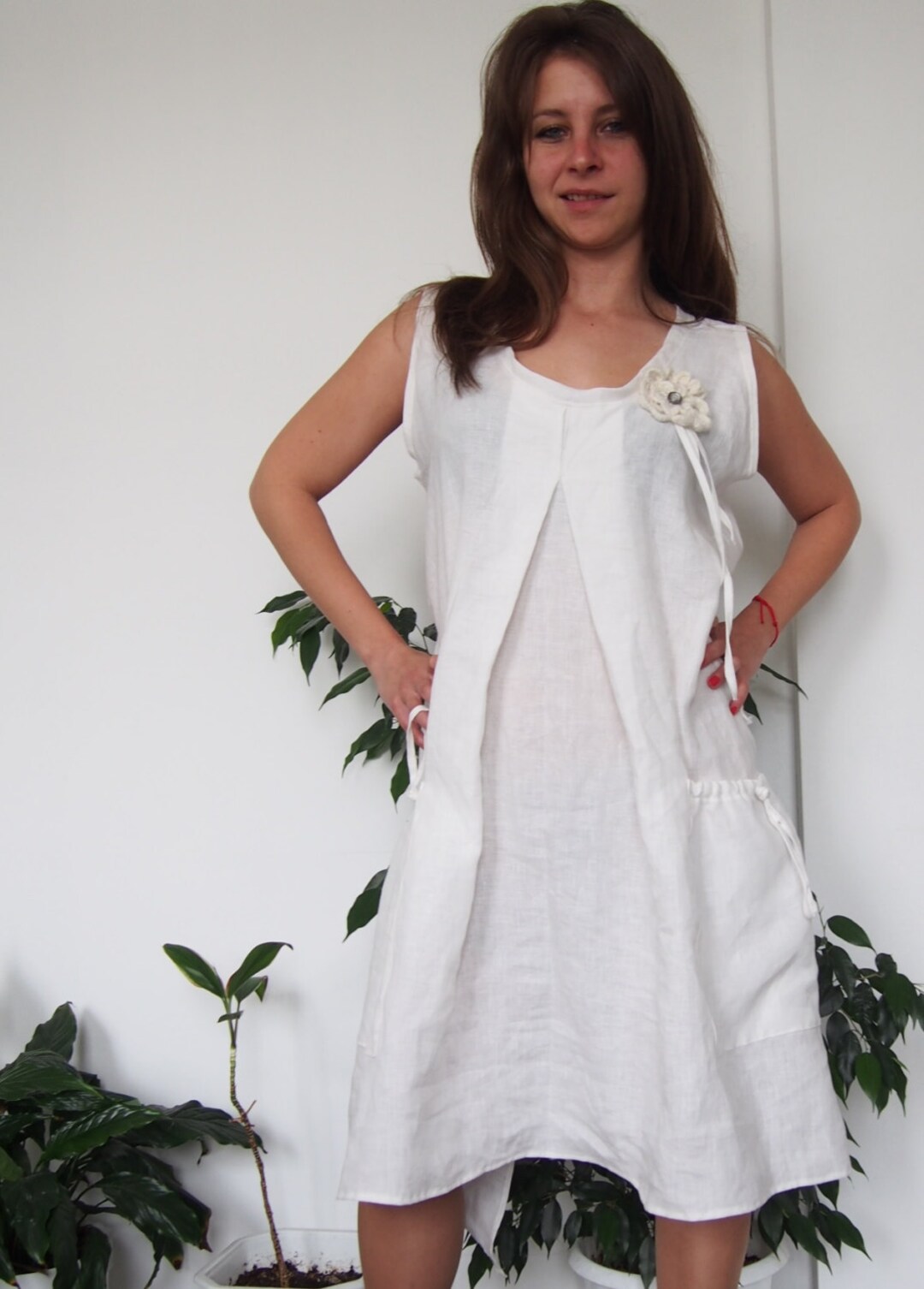 White Linen Midi Dress: Loose Fit Summer Trapeze Dress - Etsy White Linen Midi Dress: Loose Fit Summer Trapeze Dress - Etsy