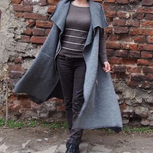 Soft Wool Asymmetric Vest: Extravagant Sleeveless Tunic