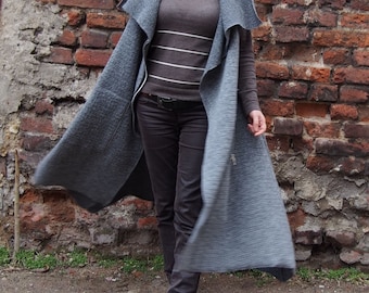 Soft Wool Asymmetric Vest: Extravagant Sleeveless Tunic