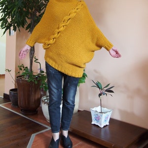 Hand Knitted Wool Asymmetrical Sweater: Oversized Knit Jumper