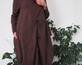 Hooded Maxi Dress, Draped Dress, Dress For Women, Plus Size Clothing, Long Sleeve Dress, Jersey Maxi Dress, Kaftan Dress, Loose, Nara DR014