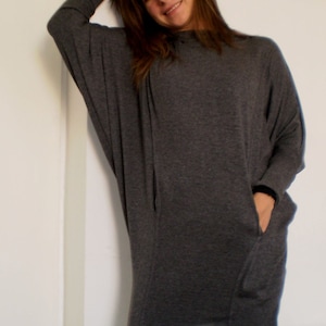 Knitted Over-sized Long Sleeve Cotton Tunic Midi Dress & Nara TPL004