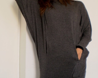 Knitted Over-sized Long Sleeve Cotton Tunic Midi Dress & Nara TPL004