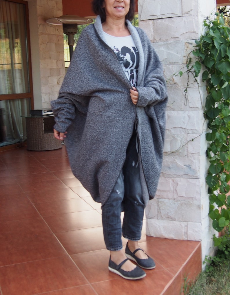 Plus Size Cardigan, Wide Sleeves Cardigan, Wool Knitted Cardigan, Oversize Cardigan, Plus Size Clothing, Women Blanket Cardigan, Nara GKV003 image 3