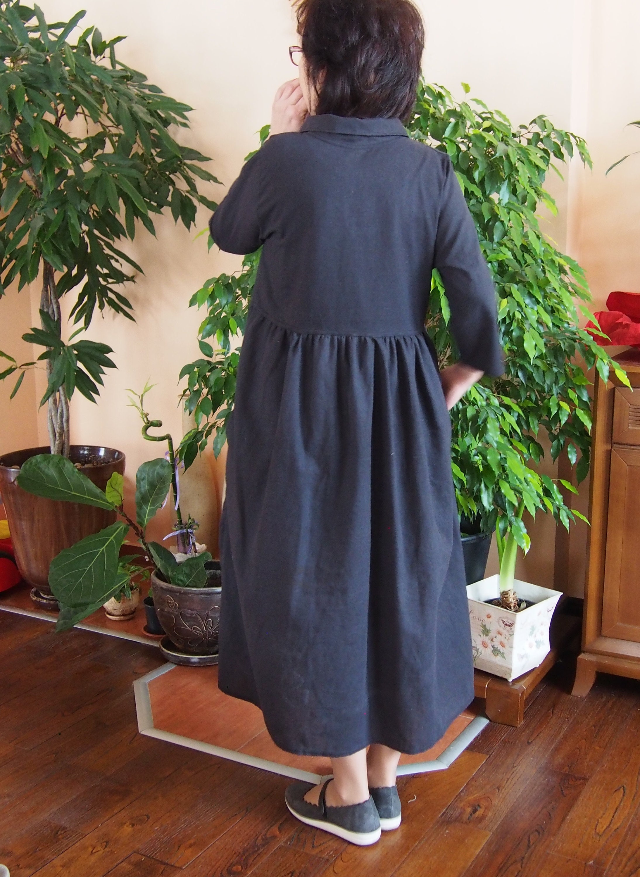 Black Linen Dress Linen Shirt Dress Linen Maxi Dress Linen Etsy
