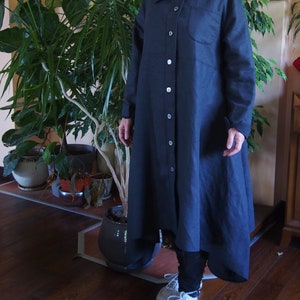 Asymmetric  Linen Cloak, Linen Long Coat, Long Linen Duster, Linen  Dress, Plus Size Clothing, Linen Clothing, Plus Size Coat Nara PTL004