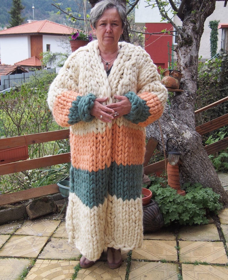 Maxi Chunky Knit Cardigan Oversized Knitted Cardigan Blanket Etsy