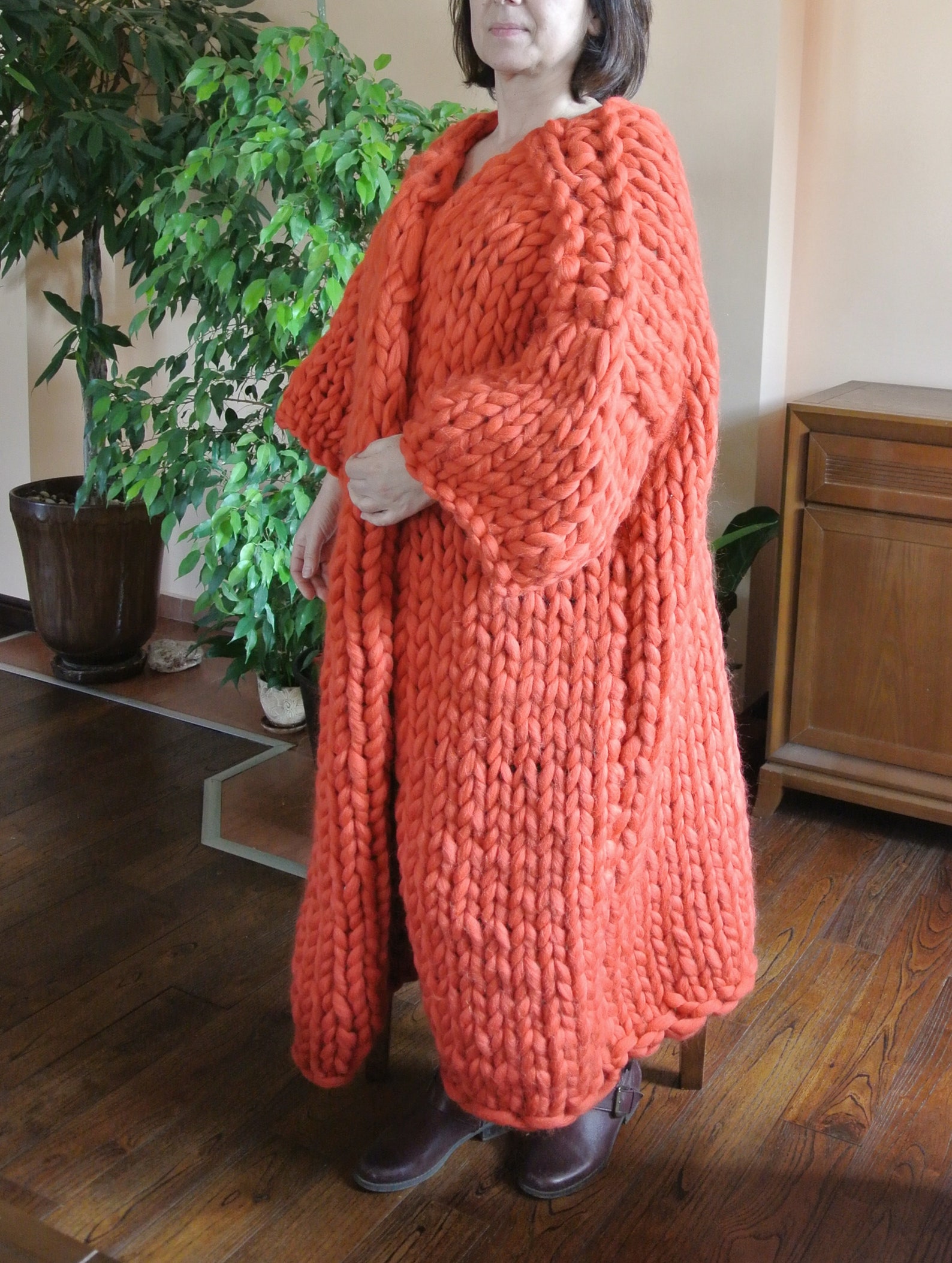 Long Chunky Cardigan Oversized Knit Cardigan Maxi Wool Etsy