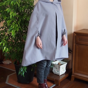 Loose Hooded Poncho: Asymmetrical Cashmere Blend Spring Coat