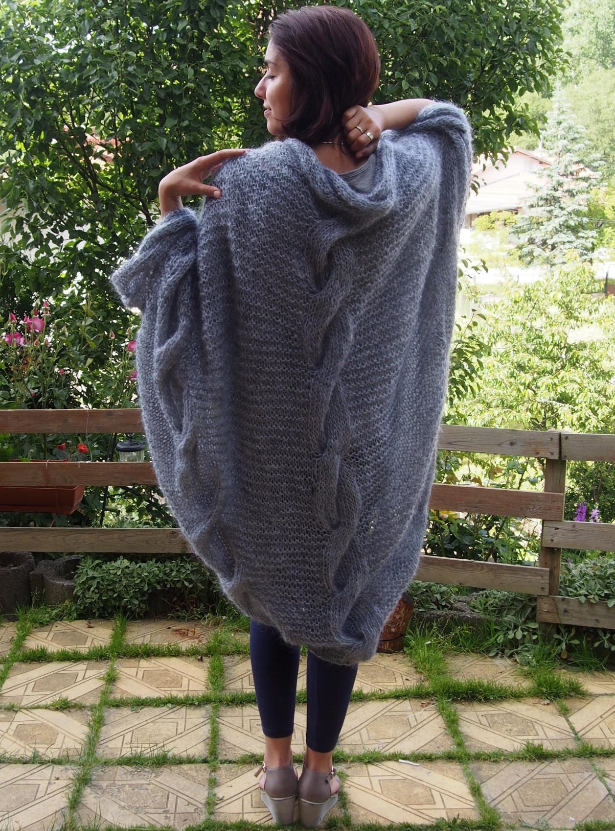 Oversized Knit Cardigan Mohair Knit 