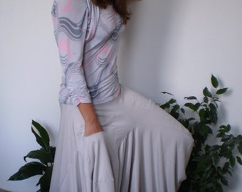 Long Cotton Skirt Asymmetric Skirt & Nara POL007