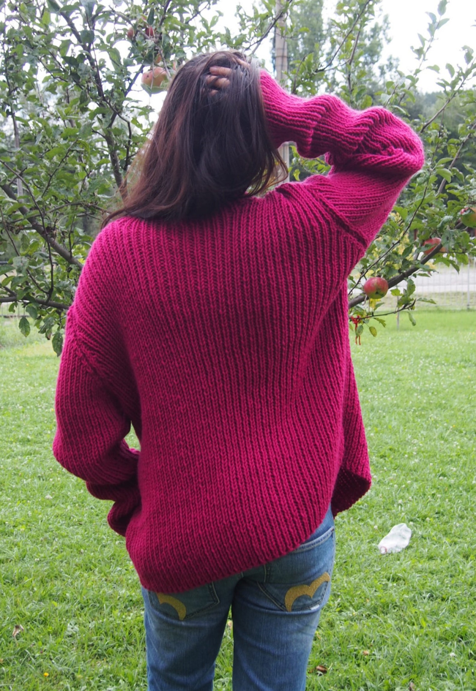 Oatmeal Fray Hem L/S Knitted Dolman Sweater main image 1