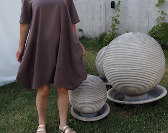 Brown Linen Dress, Kaftan Linen Dress, Plus Size Linen Dress, Summer Clothing, Loose Linen Dress, Long Linen Tunic ,Nara LR033