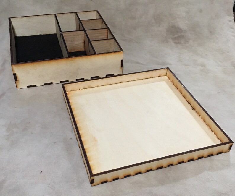 Wooden Divided Box With Lid Etsy