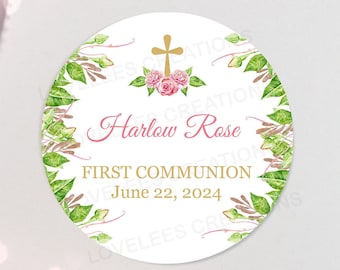 Personalized First Holy Communion Stickers, Custom Holy Communion Favor Labels, Girl Communion Stickers, Custom Communion Gift Labels