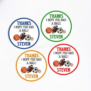 Sports Birthday Sticker, Personalized Sports Label, Custom Football Birthday Sticker, Boy Sports Birthday Favor Label, Blue Soccer Party