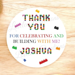 Building Blocks Birthday Sticker, Building Bricks Birthday Sticker, Boy Birthday Sticker, Birthday Favor Label